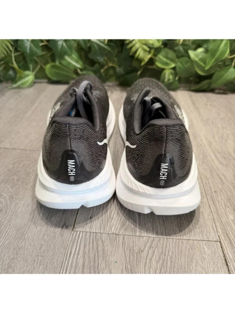 Hoka One One Mach 6 Women 9.5 B Shoes Black White Running Gym Sneaker